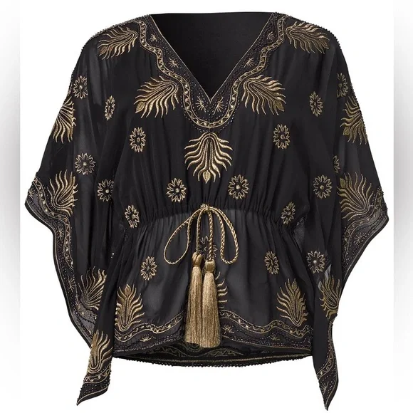 💓Final Price💓Black and gold Embellished Handkerchief
Top SZ S & XS - Picture 6 of 7